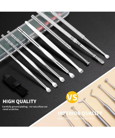 9 Pcs Ear Pick Earwax Removal Kit Ear Cleansing Tool Set Ear wax Removal Tool Ear Curette Ear Wax Remover Tool with a Cleaning Brush and Storage Box Medical Grade for Children and Adults Silver - Buy Online on GoSupps.com