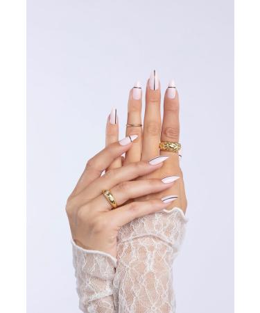 PaintLab Press On Nails - 24 Non-Toxic Fake Nails Set with Glue File & Cuticle Stick | Long Lasting Abstract Almond Design for Women & Girls - Buy Online on GoSupps.com