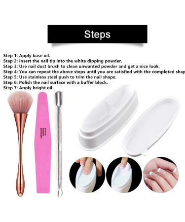 Dipping Powder Tool Kit - French Nail Dipping Powder Tray Nail Dust Brush Files & Buffers for Perfect Nail Art - Buy Online on GoSupps.com
