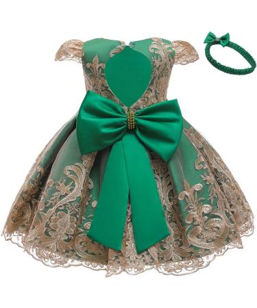 MYRISAM Baby Girl Embroidery Christening Dress with Headwear 3-6 Months Green - Buy Online on GoSupps.com