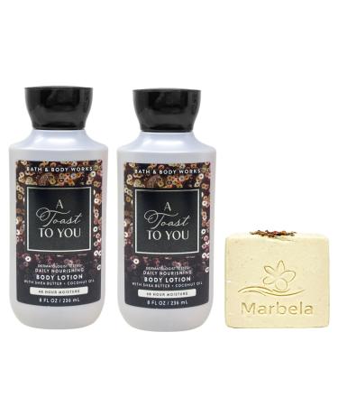 Bath & Body Works A Toast To You 2 Daily Nourishing Body Lotions with a Creamy Rose Bar Soap