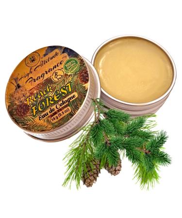 Black FOREST Cologne - Eau de Cologne - Solid Balm - Aromatherapy Essential Oils (Black Spruce Pine Cypress Cedar Wood & Leaf Juniper) - Natural Fragrance - Travel Party Favors Gifts - 0.5oz
