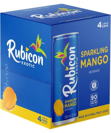 Rubicon Sparkling Mango Beverage | Pack of 4 355 ml Cans | Fruit Flavour Carbonated Drink | 90 Calories per Can | Made with Real Fruit Juice | Allergen-Free | Vegan & Vegetarian Friendly | No Artificial Sweeteners 355 ml (Pack of 4) - Buy Online on GoSupps.com