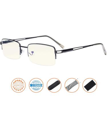 CessBlu Half-Rim Blue Light Filter Glasses for Men & Women - Anti Glare UV Protection for Reading & Computer Use - 0.75x Black - Buy Online on GoSupps.com