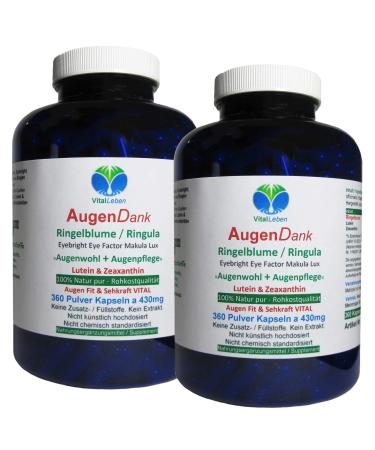 Ringing flower eyes vitamins lutein & zeaxanthin vision vital complex + retina macula apigments - 720 (2x360) capsules - pure nature - without additives.26970-6 360 pieces (2 pack)