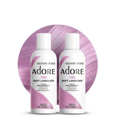 Adore Semi Permanent Hair Color - Vegan and Cruelty-Free Hair Dye - 4 Fl Oz - 193 Soft Lavender (Pack of 2) 193 Soft Lavender 4 Fl Oz (Pack of 2)