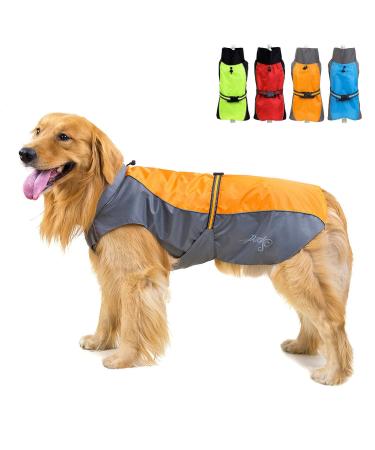 Zwantea waterproof raincoat for medium -sized and large dogs reflective rain jacket slightly windproof mesh lining rain protection clothing for outdoor hiking clothing for wet days orange 9xl (1 Pack) orange