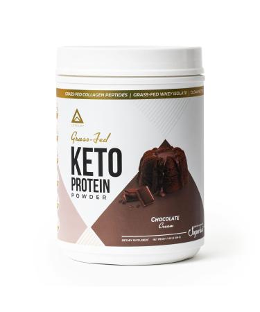 Grass-fed Keto Protein Powder: Collagen Peptides | Pure C8 MCT Oil | Irish Butter | Whey Protein Isolate | Best Ketogenic Protein Shake Supplement | by LevelUp® (Chocolate Cream)