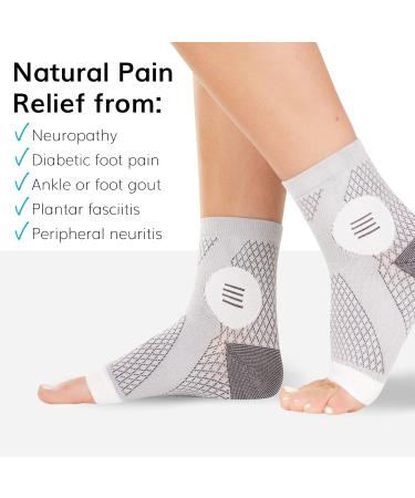 BraceAbility Neuropathy Socks - Peripheral Neuritis Therapy Compression Diabetic Open-Toe Foot Sleeves for Ankle Gout Nerve Damage Pain in Legs and Feet Relief Brace for Men and Women (M - 1 Pair) Medium Grey - Buy Online on GoSupps.com