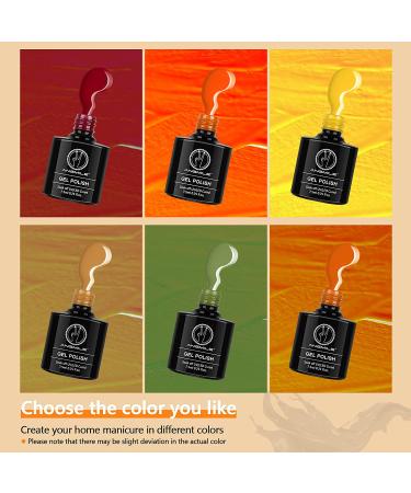 Angmile Fall Gel Nail Polish Set - 6 Colors Orange Red Gold Kit for Halloween & Thanksgiving - Buy Online on GoSupps.com