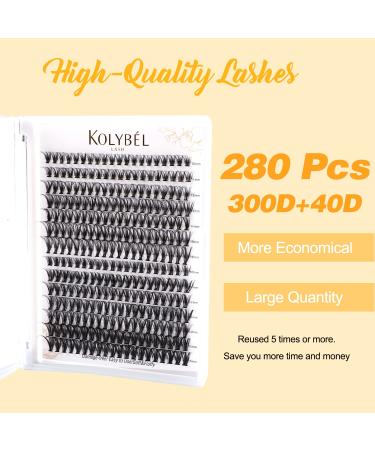 Kolybel Cluster Lash Extensions 30D+40D D Curl DIY Individual Eyelashes 10-16mm - 280pcs False Lash Clusters for Makeup at Home - 1 Count Pack - Buy Online on GoSupps.com