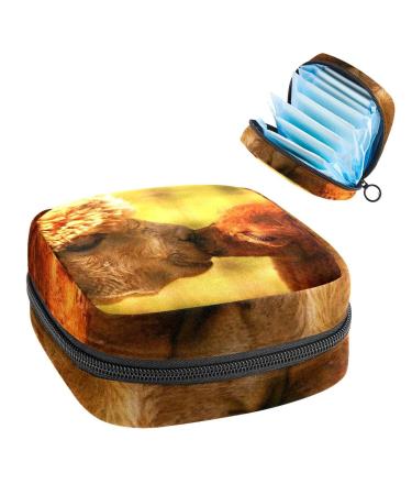 GIAPB Period Bag Sanitary Napkin Storage Bag Period Pouch Travel Makeup Bag Alpaca Animal Color474