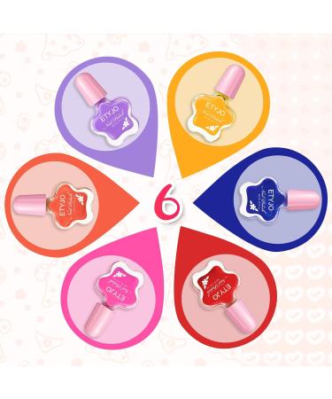 ETYJO Girls Nail Varnish Set - Non-Toxic 6 Colors Peel-Off Water-Based Kids Nail Polish Kit - Ideal Gift for Girls, Toddlers, Teens - B-Candy - Buy Online on GoSupps.com