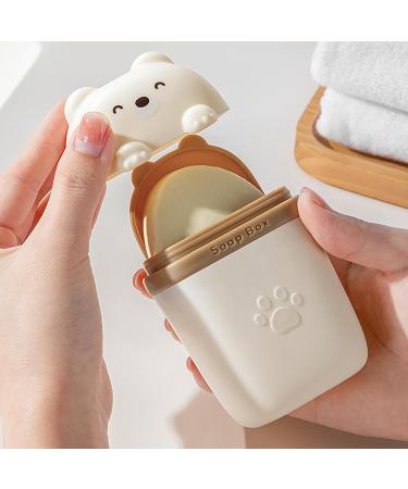 Solid Shampoo Bar Holder - Body Wash Bar Travel Case Cute Bear Shape Body Washing Bar Travel Case with Draining Hole for Long Trips White - Buy Online on GoSupps.com
