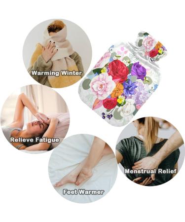 NAANLE 2L Hot Water Bottle with Lid - Floral Design for Back Pain Relief & Cold Therapy - Transparent Hand & Foot Warmer - Buy Online on GoSupps.com