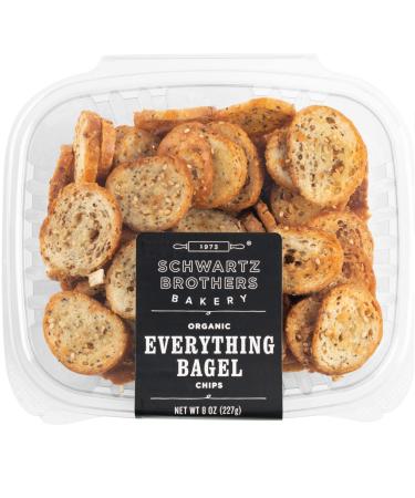 Schwartz Brothers Bakery, Bagel Chips, Everything, Organic, Kosher, Artisanal, Vegan. Freshly baked 8oz container. (Pack of 4) 8 Ounce (Pack of 4)