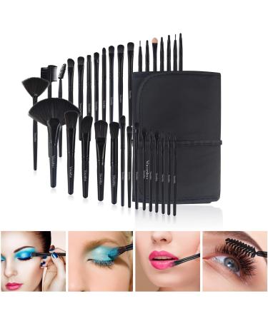 Yuwaku 32pcs Professional Makeup Brush Set - Kabuki Brushes for Face, Eyes, Shadow, Eyeliner, Foundation, Blush, Lip - Black - Buy Online on GoSupps.com