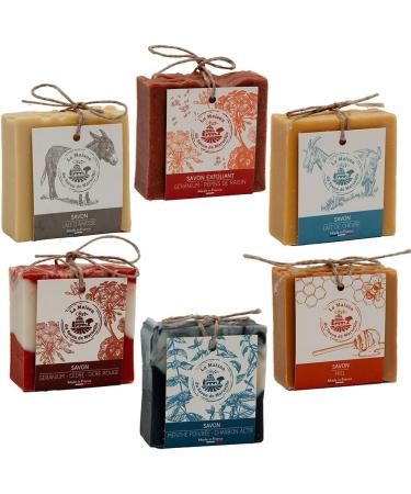 Maison du Savon de Marseille French facial and body scrub cold processed natural soap made with olive oil and enriched with geranium and grape seeds palm oil free 100 g - Buy Online on GoSupps.com