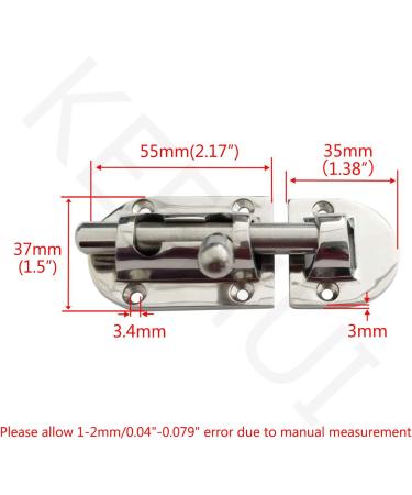Marine 316 Stainless Steel 3-5/8 Heavy Duty Locker Latch Slide Barrel Bolt for Boat Window/Door/Hatch/Cabinet - Buy Online on GoSupps.com