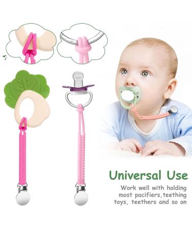 Nuanchu 8-Piece Braid Pacifier Clip Set for Baby Girl Boy - Bright Colors - Buy Online on GoSupps.com