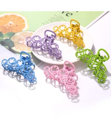 Boderier Smile Face Hair Claw Clips 6 Pack Metal Painted Nonslip Hair Grip for Women Y2K Jaw Clips Strong Holder 6 Colors (Light Colors) - Buy Online on GoSupps.com