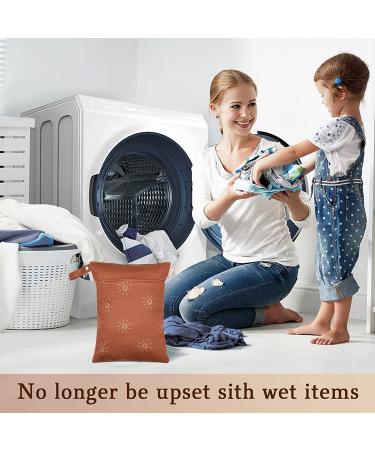 Waterproof Reusable Wet Dry Bag for Cloth Diapers | 2 Zippered Pockets | Summer Travel Baby Diaper Bag - Brown Sun - Buy Online on GoSupps.com