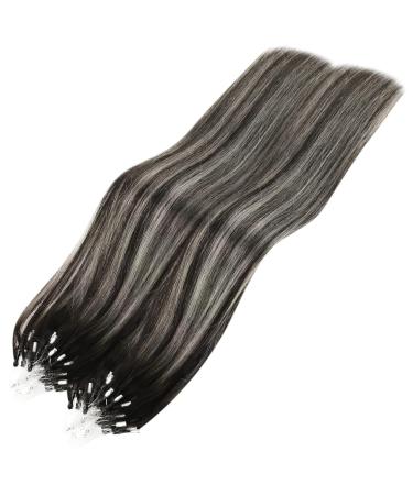 Youngsee Microring Extensions - Real Hair Black Ombre Silver - 50 cm 50g Micro Hair Extensions - Buy Online on GoSupps.com