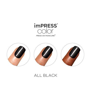 KISS imPRESS Gel Nail Kit - All Black Press-On Manicure with PureFit Technology | Includes Prep Pad, Mini File & 30 Nails - Buy Online on GoSupps.com
