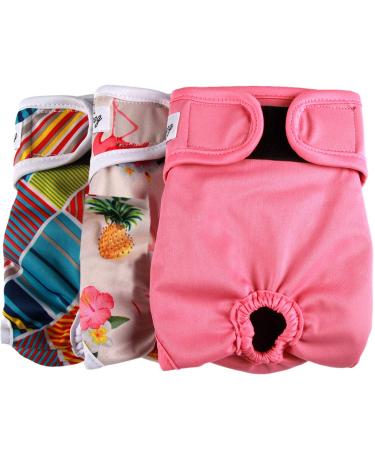 JoyDaog Female Dog Diapers Reusable Dog Training Pants for Small Dogs L 3Pcs(Fashion color)