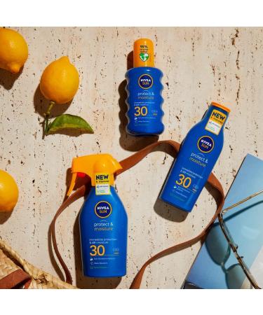NIVEA SUN Protect and Moisture SPF 30 Trigger Spray (270ml) Water-Resistant Sunscreen Spray Sun Cream Providing Instant and Effective UVA + UVB Protection - Buy Online on GoSupps.com