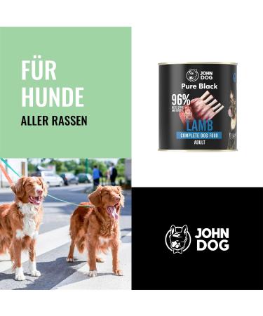 JOHN DOG Pure Black Lamb 6 x 800 g for Dogs Prone to Allergies Grain Free Monoprotein Dog Food for Adult Dogs of All Breeds - Buy Online on GoSupps.com