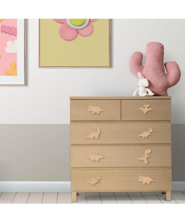 Whales 6-Pack Dino Wooden Buttons with Screws Decorative Drawer Handles for Kids' Rooms Natural Wood Animal Furniture Accents - Buy Online on GoSupps.com