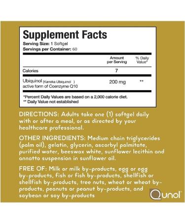 Qunol Extra Strength Ubiquinol CoQ10 200mg - 60 Softgels | Heart Health & Energy Support - Buy Online on GoSupps.com