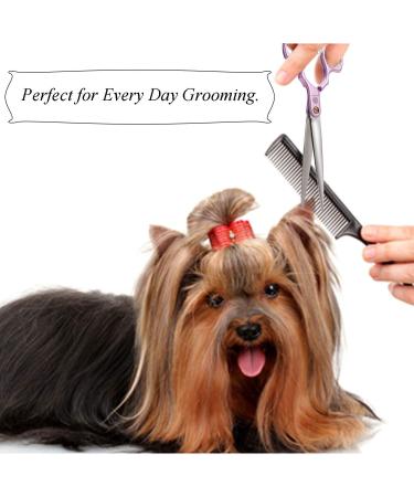 Professional Dog Grooming Scissors Shears - 6.5 Straight & Curved Blades for Precision Cutting - Rainbow Finish - Japanese Stainless Steel - Purple Handle - Buy Online on GoSupps.com
