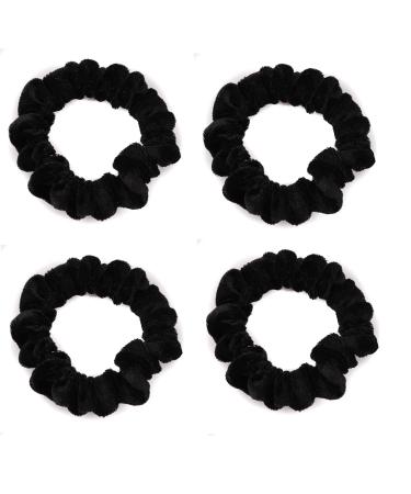 Mytoptrendz Plain Velvet Small Hair Scrunchies Hair Ties Ponttail Bands for Thin hair Girls Hair Accessories (Black set of 4 piece Small)