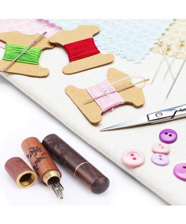 12 Self Threading Needles with Large Eye Stitching Needles - Sewing Embroidery Kit with Wooden Needle Case - Buy Online on GoSupps.com