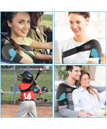 Adjustable Neoprene Shoulder Support Bandage - Unisex Fits Left & Right - Relief for Arthritis & Shoulder Luxation (Blue) - Buy Online on GoSupps.com