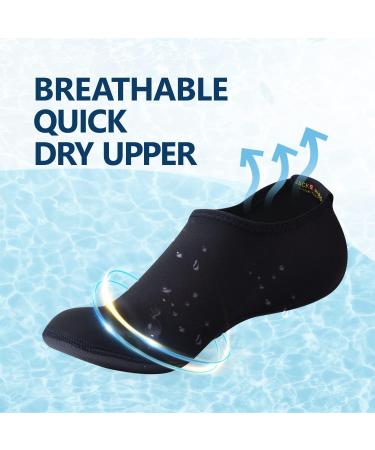 JACKSHIBO Quick-Dry Water Shoes for Women Men - Aqua Socks for Cruise, Beach, Pool, Yoga - Pure Black, Size 9-10.5 Women/8-9.5 Men - Buy Online on GoSupps.com