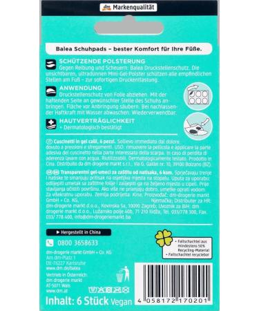 Balea Foot Gel Pads - Pressure Point Protection - 6 Pieces | International Shipping - Buy Online on GoSupps.com