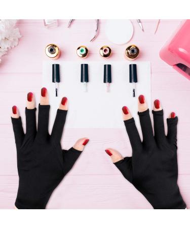 Quesuc 3 Pairs UV Shield Glove Gel Manicures Glove Anti UV Fingerless Gloves Protect Hands from UV Light Lamp Manicure Dryer (Black Purple White) - Buy Online on GoSupps.com