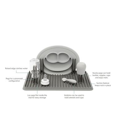 ezpz Gray Silicone Drying Rack with Adjustable Pegs - Dishwasher Safe & Hypo-Allergenic - Buy Online on GoSupps.com