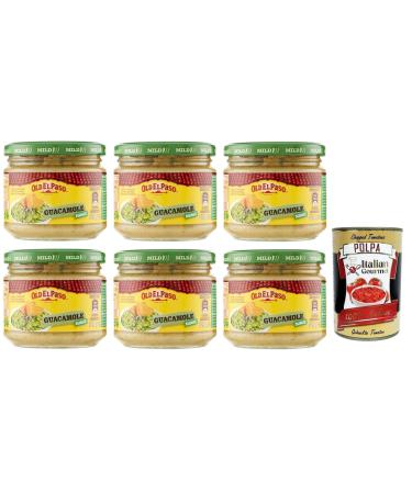 Italian Gourmet E.R. Old el Paso Salsa Guacamole Sauces with Avocado for Appetizers with Exotic Aromas 320g + Italian Gourmet Polpa di Pomodoro Box 400g
