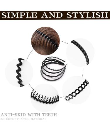 15 Pieces Unisex Metal Wave Hair Bands - Stylish Black Spring Headbands for Men & Women | VASZOLA Hair Accessories - Buy Online on GoSupps.com
