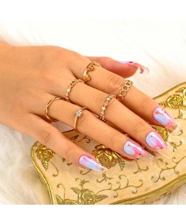 Sethexy Long Purple Ballerina Nails | Bling Coffin Gradient Acrylic Tips | 24 St Glossy Sparkle Fingernails for Women and Girls - Buy Online on GoSupps.com
