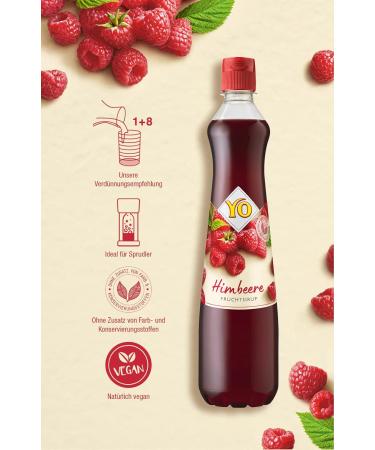 Yo Syrup Raspberry - 6 x 700ml Vegan Drink Mix | 1 Bottle Makes 6 Liters | No Sweeteners Colors or Preservatives - 6er Tray - Buy Online on GoSupps.com