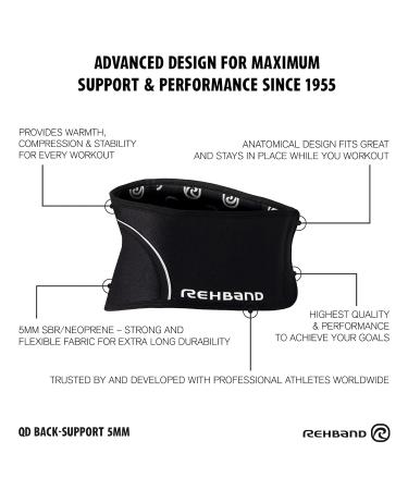 Rehband Back Support Belt - 5mm SBR/Neoprene Lower Back Stabilization for Sports & Daily Life - Medium Black - Buy Online on GoSupps.com