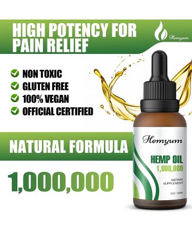 Organic Hemp Oil by Hemyum - 1,000,000 Maximum Strength - Anxiety & Stress Relief - Calming, Relaxation, Sleep Aid - Natural Hemp Tincture - Vegan, Non-GMO - Made in USA - 2-Pack 1 Fl Oz - Buy Online on GoSupps.com