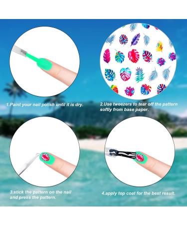 HOWAF 1100+ Summer 3D Nail Art Stickers for Women Girls Hawaiian Beach Nail Manicure Decals Palm Hibiscus Flowers False Nail Sticker Nail Tip Wraps for Body Art Makeup Decoration Accessories - Buy Online on GoSupps.com