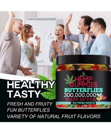 Premium Healthergize Hemp Gummies: Delicious Butterfly & Bear Shapes | Fresh Fruity Flavors | Natural Hemp Candy for Peace & Relaxation | Sleep, Stress Relief & Calm | Made in USA | 100 Count - Buy Online on GoSupps.com
