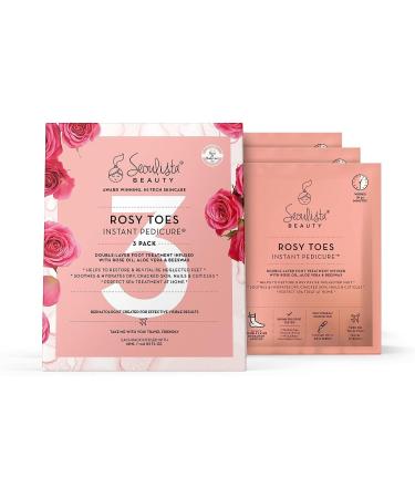 Seoulista Beauty Rosy Toes Instant Pedicure Multipack Home Pedicure Foot Mask Treatment - Soothes and Hydrates Dry Cracked Skin With Rose Oil Aloe Vera Beeswax Award Winning 3-Pack Rosy Toes Instant Pedicure 3 count (Pack of 1)